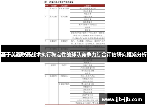 基于英超联赛战术执行稳定性的球队竞争力综合评估研究框架分析